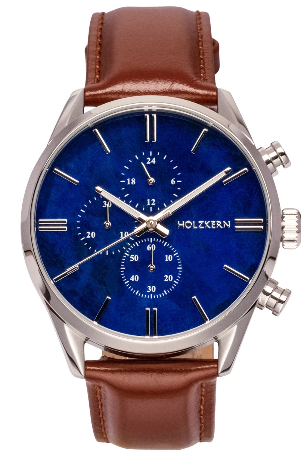 Holzkern Naturalist Herrenuhr • Echtmarmor-Zifferblatt • Chronograph-Optik