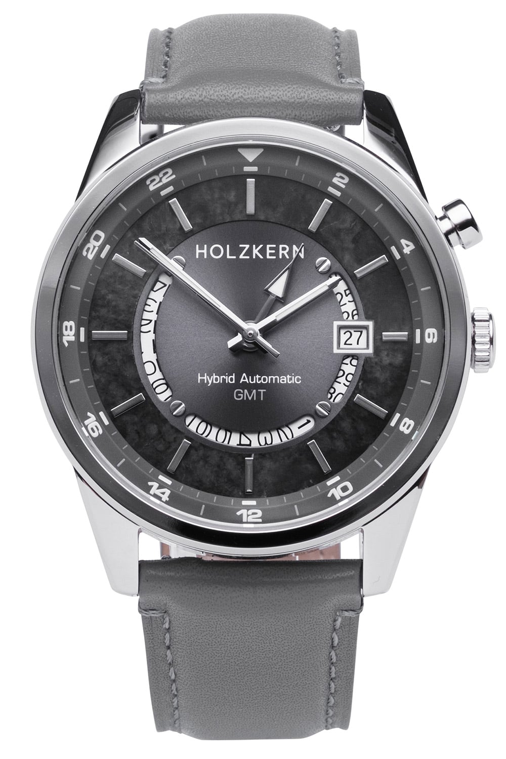 Holzkern GMT Skywhirl Herrenuhr Marmor/Silberfarben • Automatikwerk • GMT-Funktion