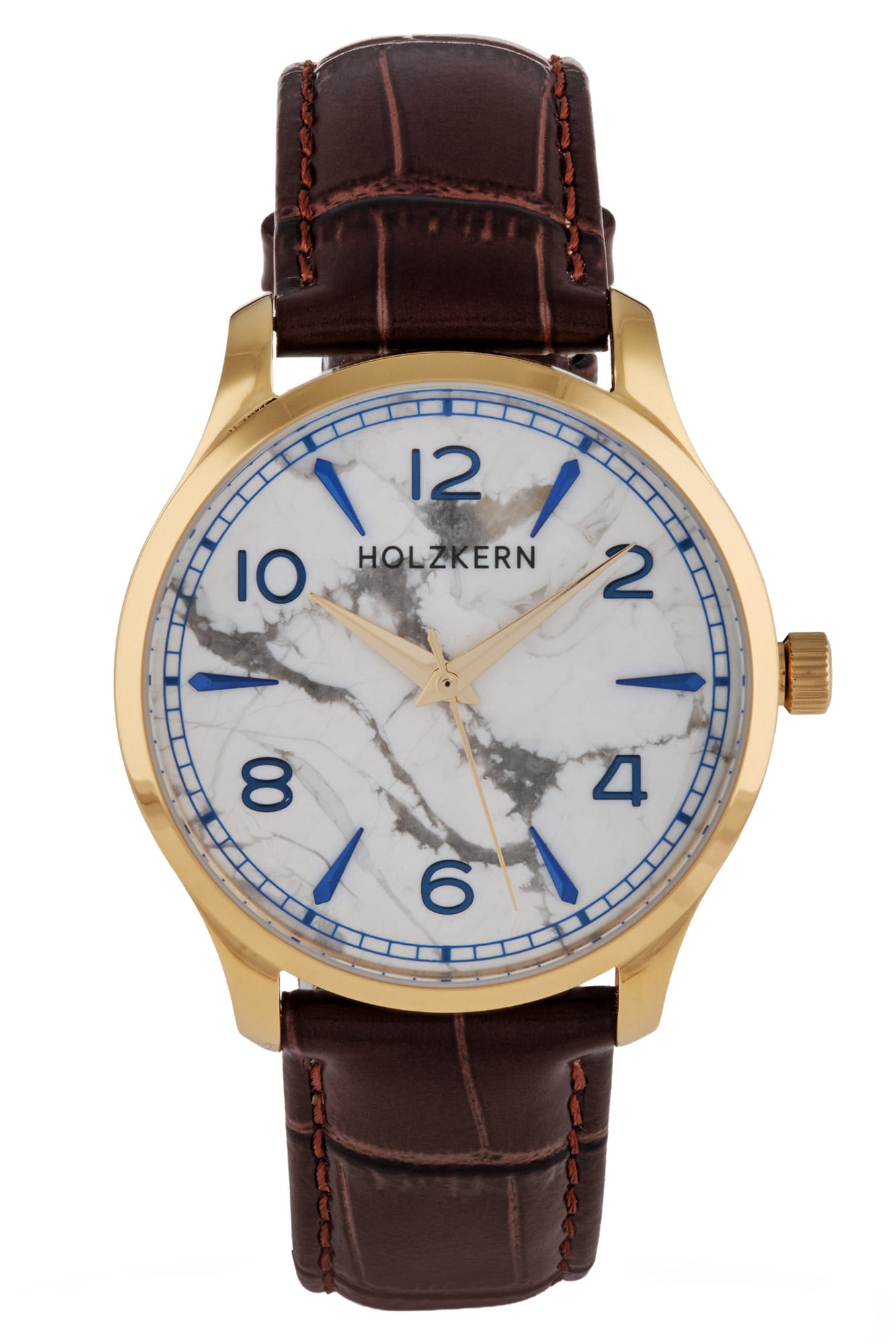 Holzkern Primetime Herrenuhr Goldfarben • Echter Howlith • Schlankes Edelstahlgehäuse