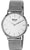 Reloj Boccia con correa de malla metálica y esfera blanca, forma de caja redonda
