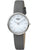 Boccia - Reloj de mujer con correa de cuero gris y esfera redonda blanca, caja plateada