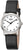 Reloj de pulsera para mujer Boccia con correa de cuero negra y caja plateada