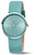 "Reloj de mujer con correa turquesa y esfera azul verdosa, bisel plateado"