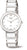 Reloj de mujer con brazalete de metal plateado y esfera blanca con índices de barra