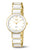 Damenuhr mit weißem Zifferblatt, goldfarbenem Keramikarmband und Saphirglas