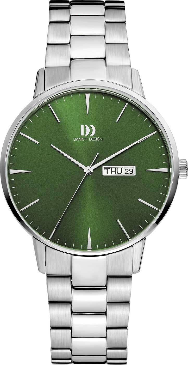 Reloj de hombre con esfera verde y correa de acero inoxidable, indicador de fecha a las 29