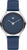 Reloj solar para hombre con esfera azul y correa de cuero azul oscuro, caja redonda