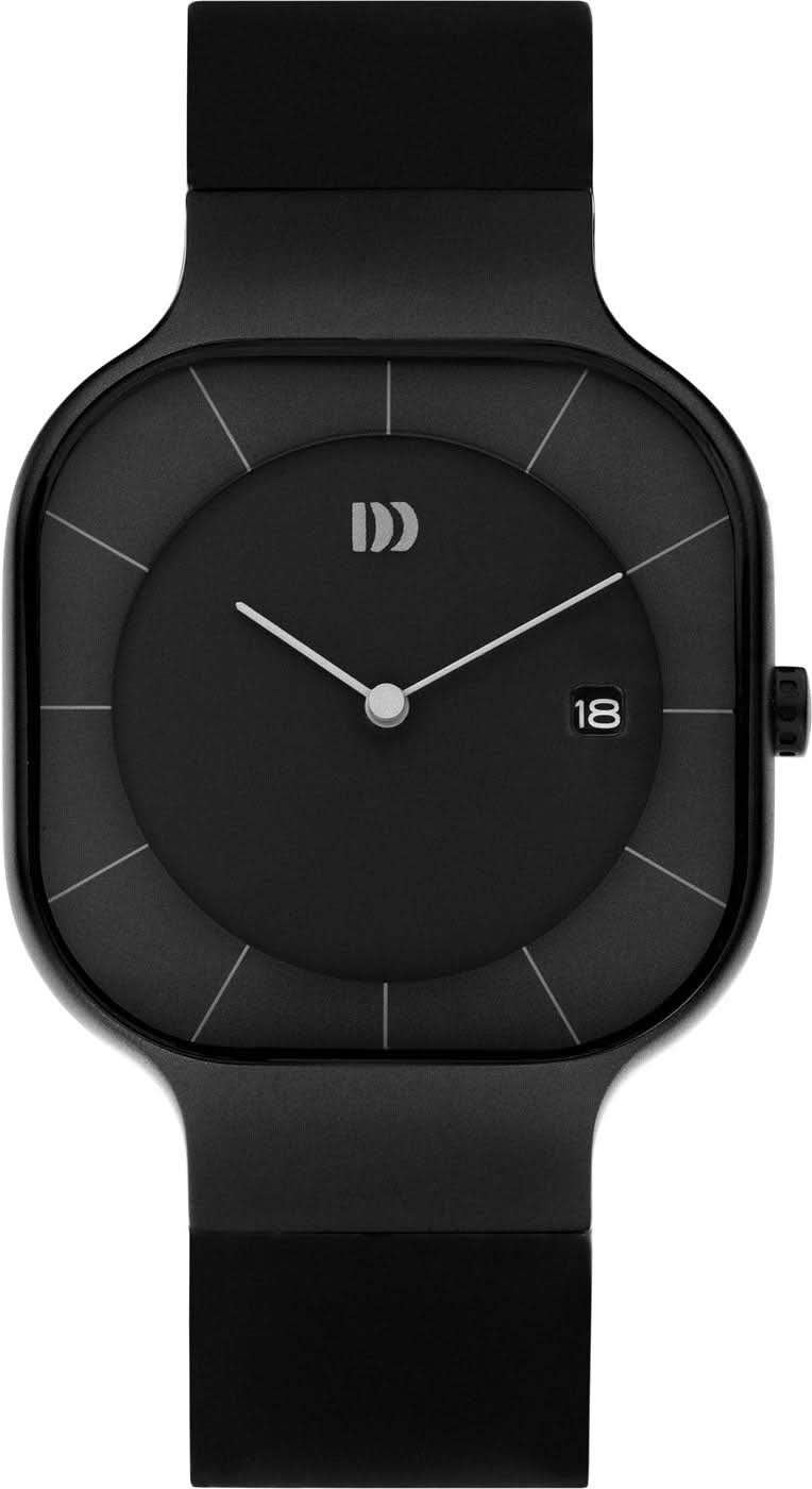 Reloj solar para hombre: esfera negra, correa de silicona negra, visualización de fecha 18