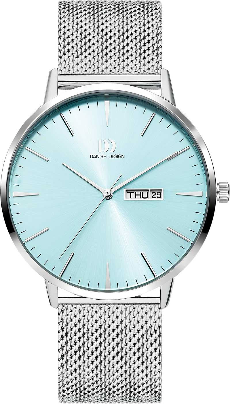 Reloj de hombre Danish Design con esfera azul, ventana de fecha y correa de malla de acero inoxidable