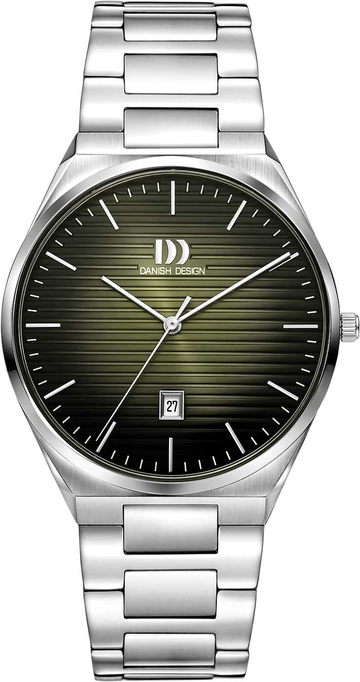 Pulsera de hombre con correa de acero inoxidable, esfera verde y negra, índices e indicador de fecha