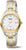 Reloj de mujer bicolor con esfera redonda, índices dorados y brazalete de metal