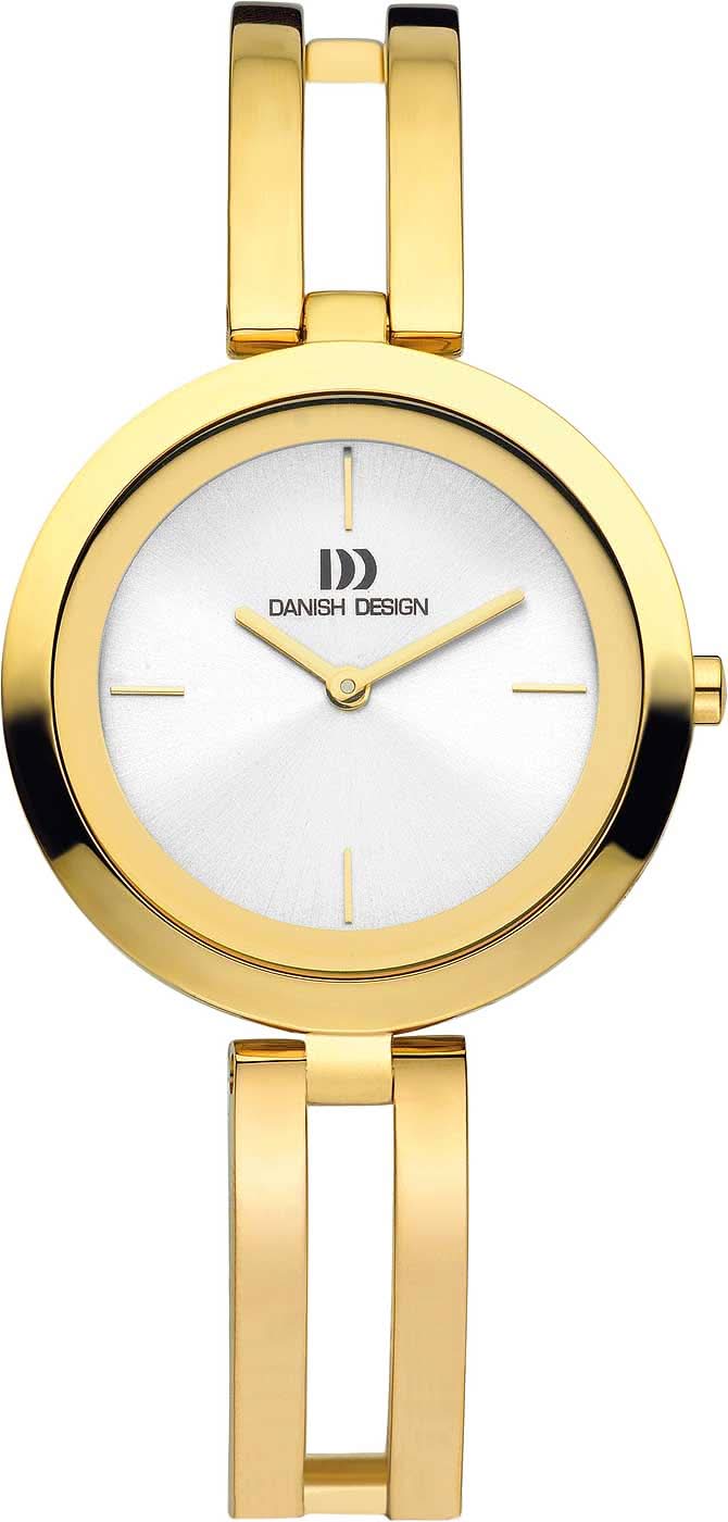 Reloj de mujer Danish Design con caja redonda dorada, esfera y brazalete de eslabones