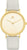 Reloj de mujer con esfera redonda dorada y correa de cuero beige
