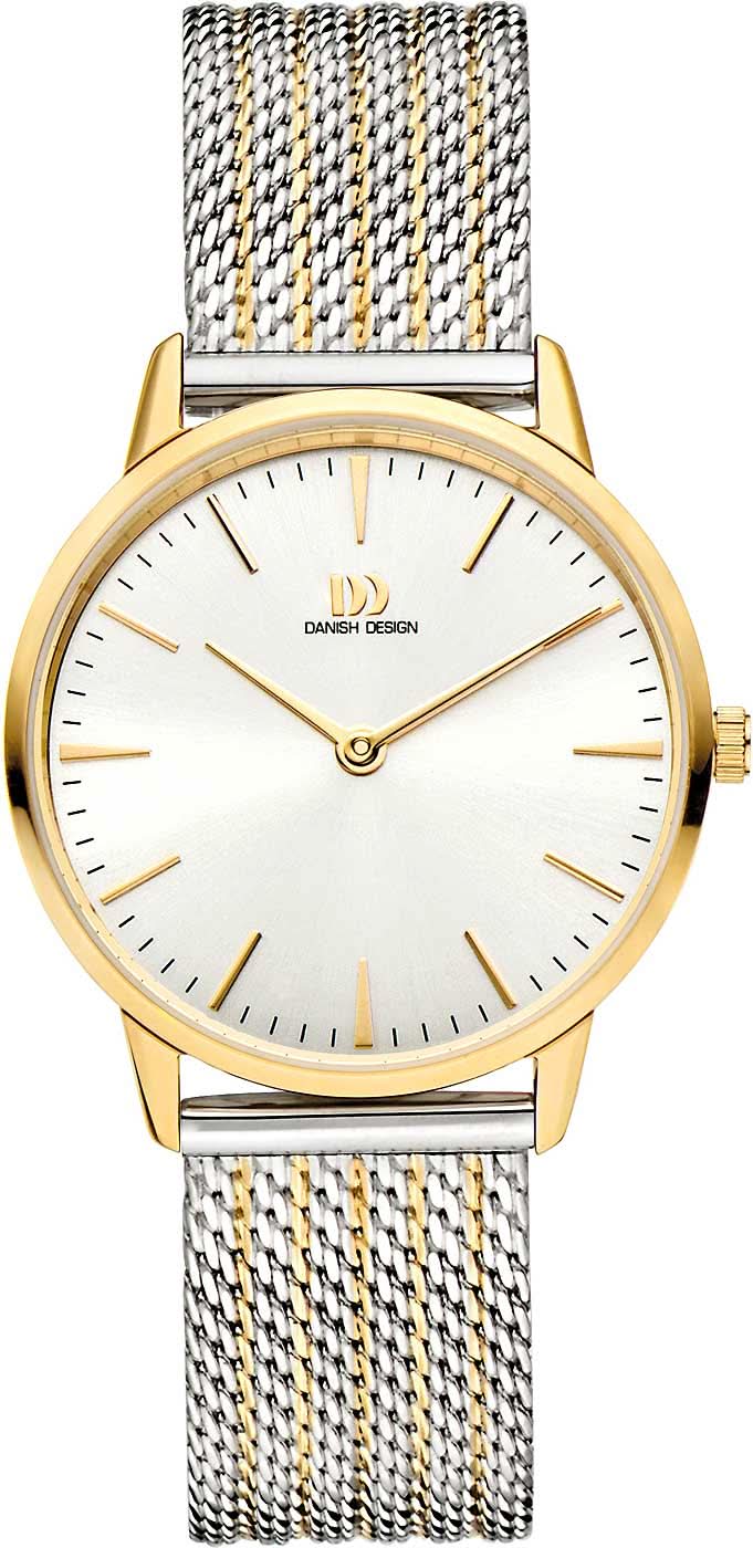 "Reloj de mujer con caja dorada, esfera blanca y pulsera bicolor de acero inoxidable"
