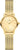 Reloj danés de diseño para mujer con caja redonda dorada y correa de malla metálica, esfera color crema