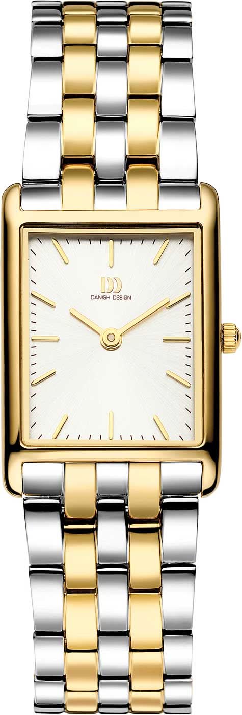 Pulsera de titanio para hombre, brazalete de eslabones bicolor, esfera rectangular beige