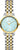 Reloj de mujer de acero inoxidable, bicolor plata/oro, esfera azul claro, agujas doradas