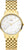 Reloj dorado para mujer con esfera blanca, manecillas finas y correa de eslabones
