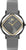 Reloj de mujer con correa de cuero gris, esfera negra y manecillas doradas
