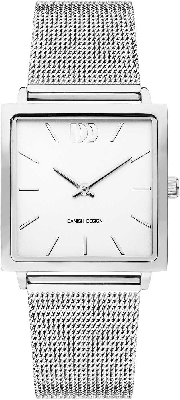 Reloj danés de diseño para mujer con pulsera de acero inoxidable plateado y esfera rectangular