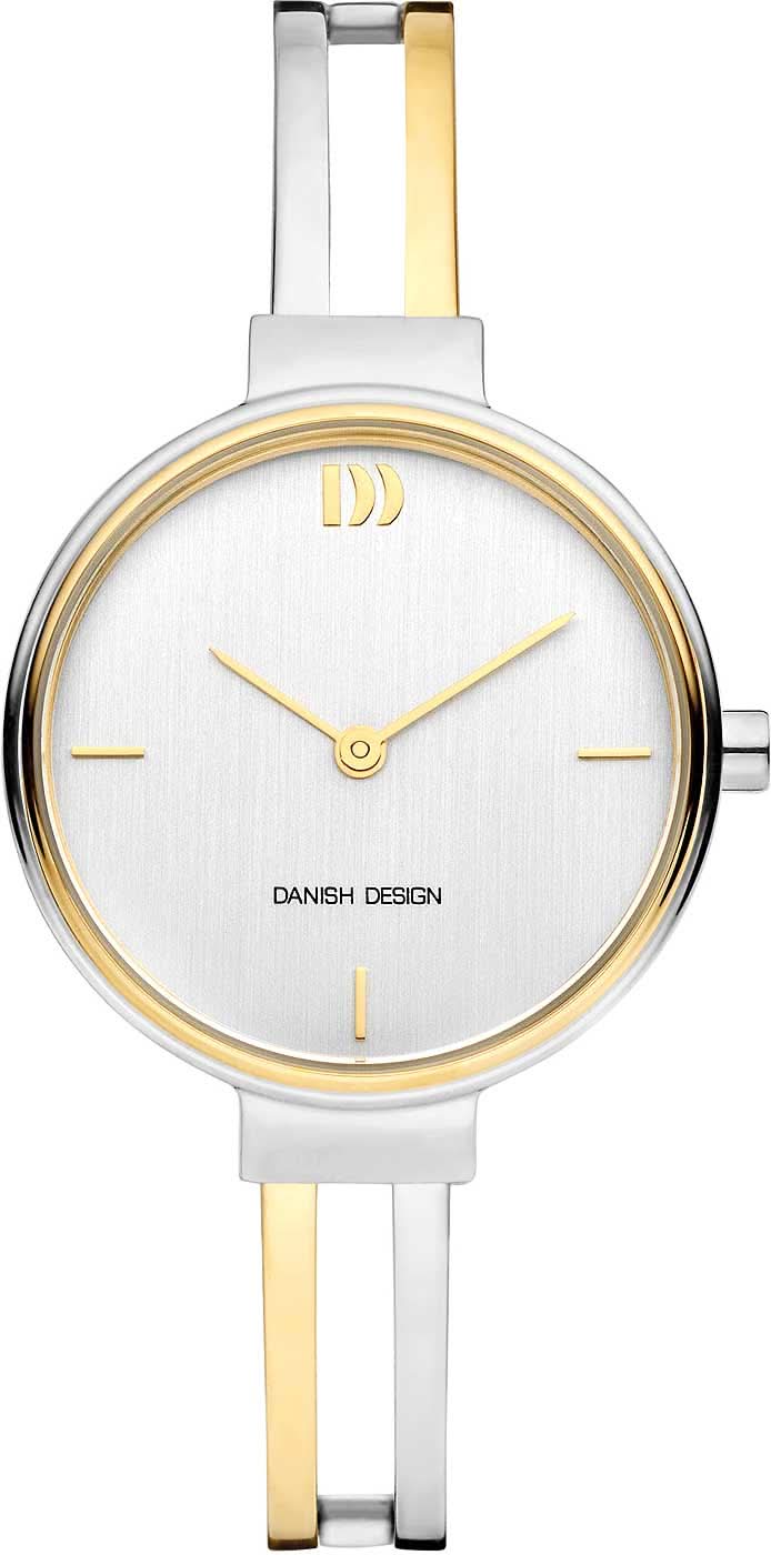 Reloj bicolor para mujer con esfera redonda blanca y marcadores dorados