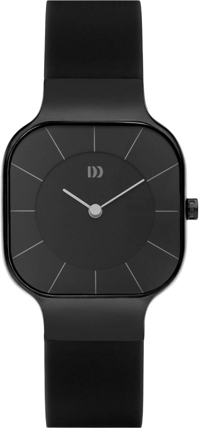 Reloj negro de mujer con esfera analógica y correa de caucho negra
