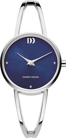 Reloj de mujer con esfera azul, caja plateada y pulsera metálica fina