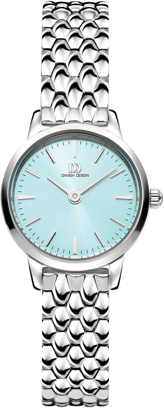 Reloj de mujer de acero inoxidable con pulsera de eslabones plateada y esfera azul claro