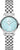 Reloj de mujer de acero inoxidable con pulsera de eslabones plateada y esfera azul claro