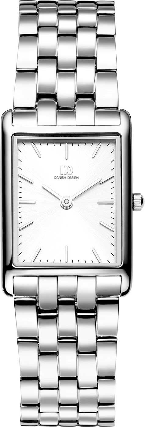 Reloj danés de diseño para mujer con esfera rectangular y pulsera de metal plateado
