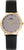 "Reloj de mujer Danish Design con caja redonda dorada, correa de cuero negra y esfera beige"