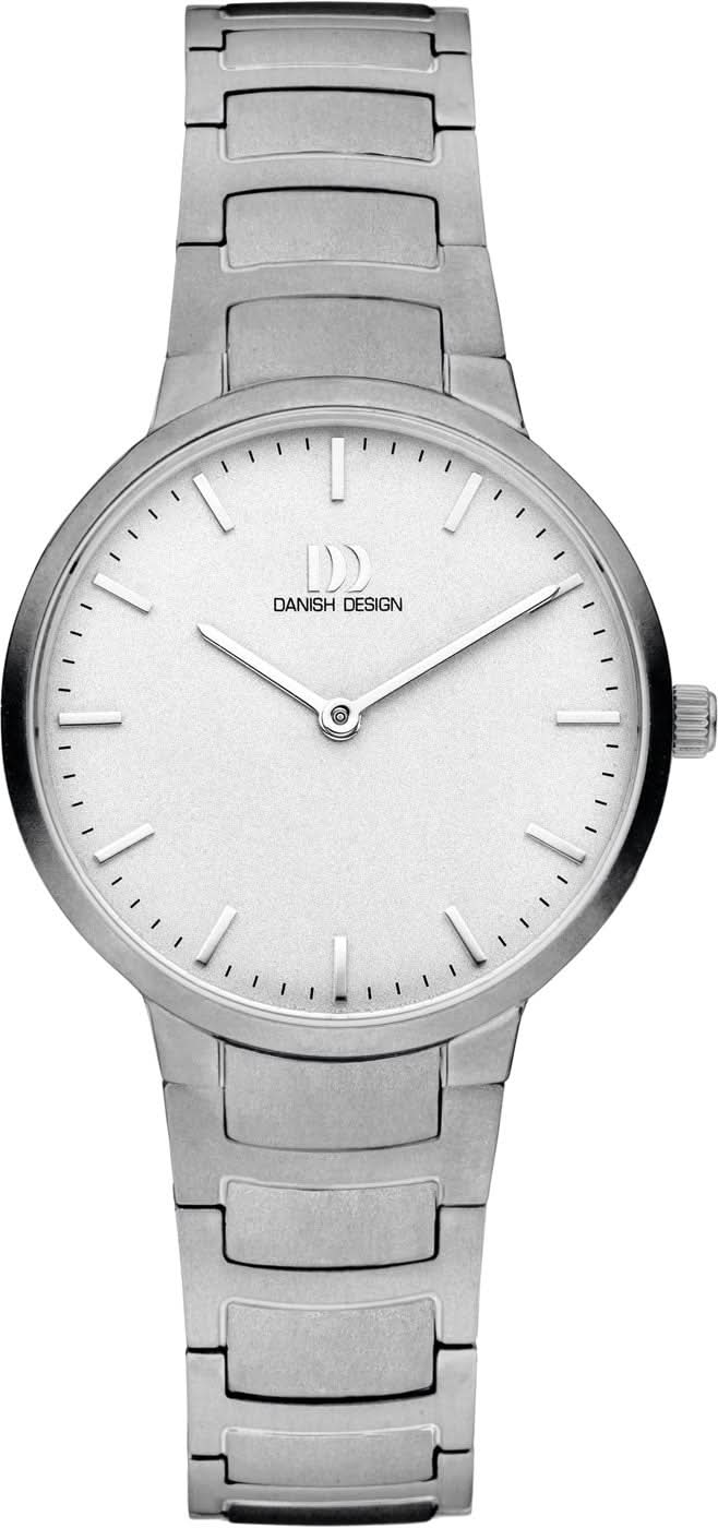 Reloj de mujer de titanio con esfera redonda blanca y correa de eslabones, visualización de hora sencilla