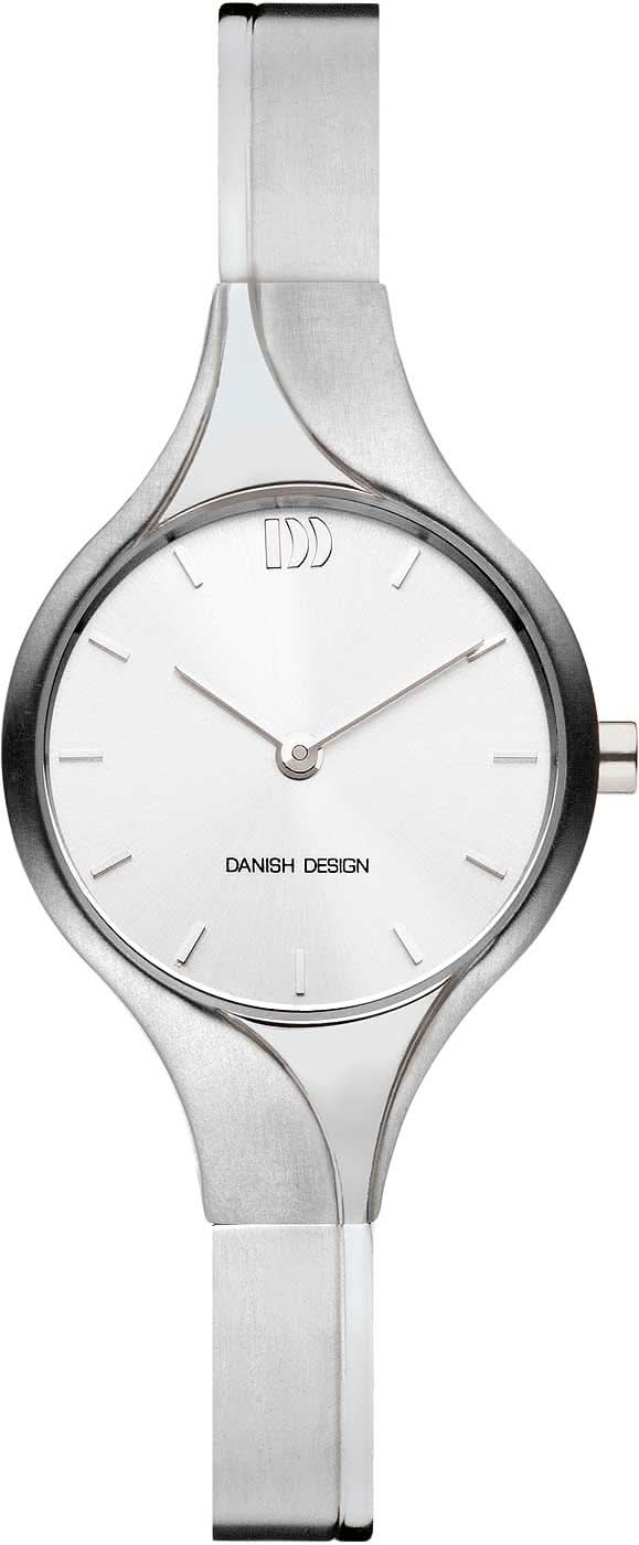 Reloj danés de diseño para mujer con correa de metal plateado y esfera blanca, diseño de 3 agujas