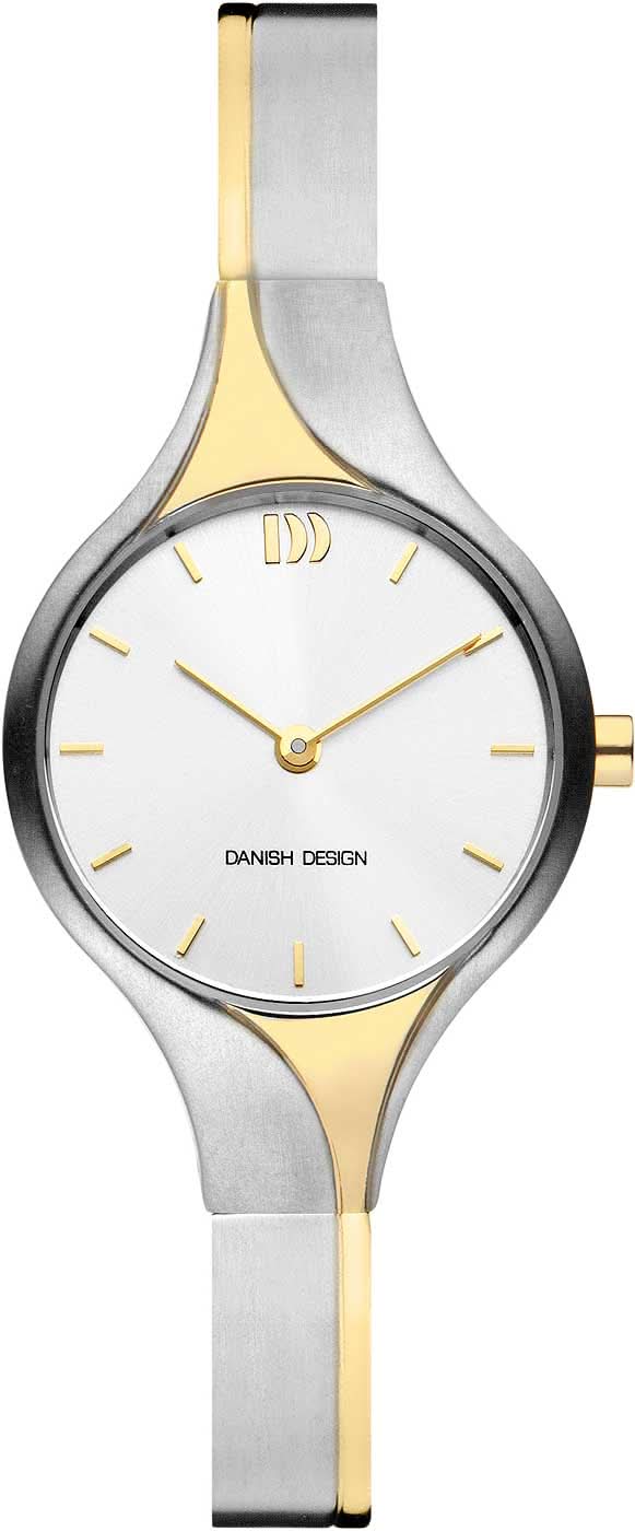 "Reloj de mujer: esfera plateada, manecillas doradas, pulsera delgada de titanio, bisel redondo"
