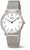 Reloj unisex con esfera blanca, números y correa de malla metálica
