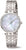 Reloj unisex con correa de acero inoxidable plateada, caja redonda y esfera azul claro