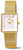 Reloj Boccia para mujer con esfera rectangular blanca y brazalete de metal dorado