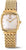 Reloj de mujer con pulsera de metal dorado y esfera blanca con números romanos
