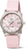 "Reloj de mujer con correa de silicona rosa, bisel plateado y esfera rosa"