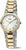 Reloj Boccia para mujer, correa bicolor de acero inoxidable plateado/dorado, esfera blanca