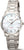 Reloj de mujer de titanio puro con energía solar, brazalete de metal plateado y esfera blanca