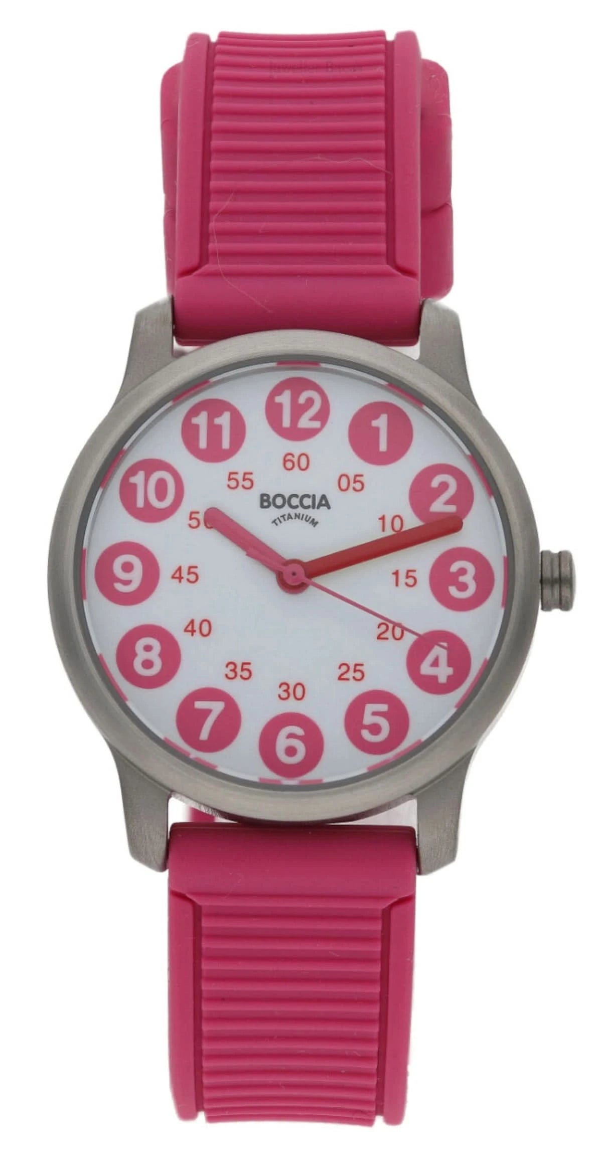 Reloj analógico Boccia con correa de silicona rosa y esfera rosa