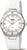 "Reloj de mujer con esfera blanca, ventana de fecha a las 3 y correa textil blanca."