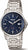 Reloj Boccia para hombre con correa de metal y esfera azul, índices de barra y visualización de fecha