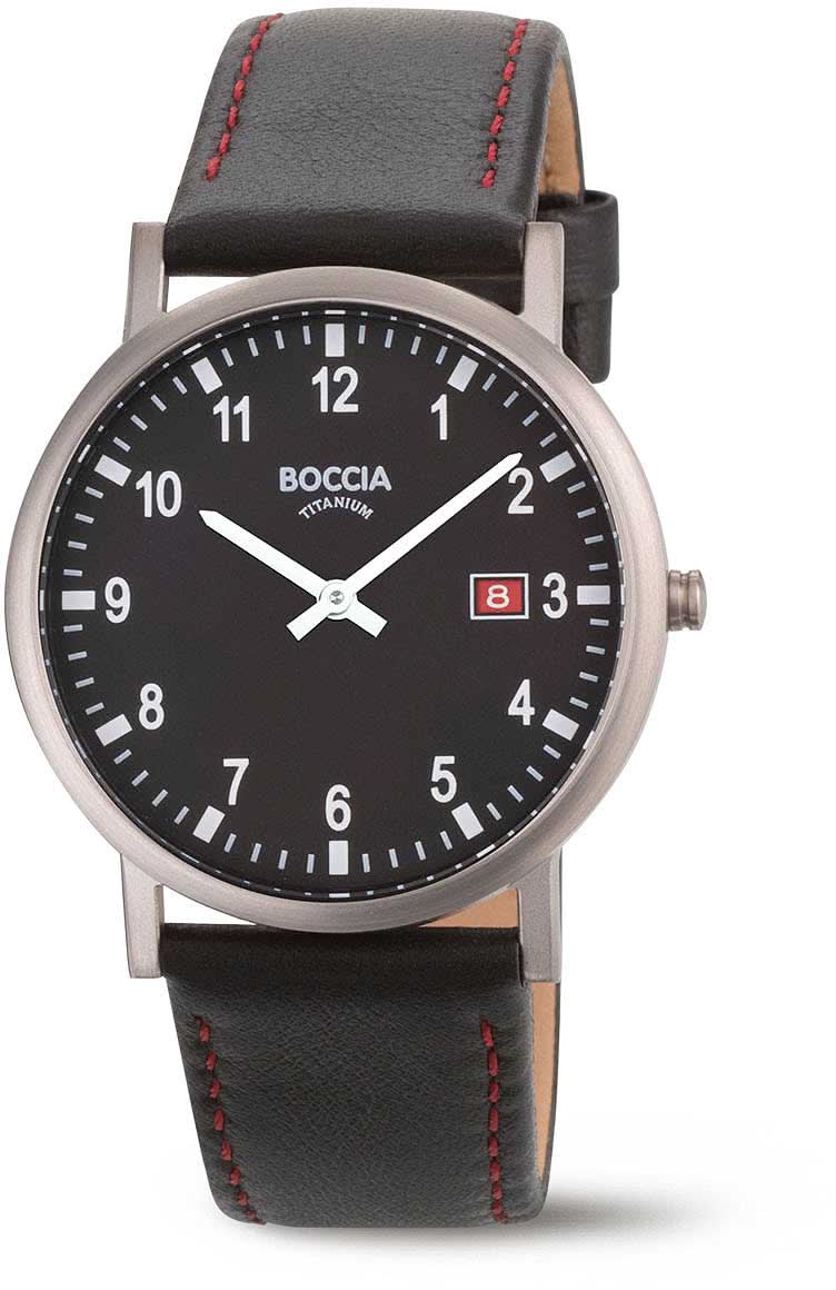 Pulsera de hombre con esfera negra, correa de cuero gris oscuro y pespuntes rojos