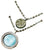 Collar de plata en capas con colgante redondo de nácar y pequeño charm moteado