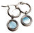 Pendientes de aro plateados con colgante redondo y piedra azul