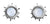 Pendientes de botón en forma de sol con centro de nácar azul y montura de plata, en par