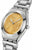 Reloj de mujer de acero inoxidable con esfera amarilla y estampado floral, vista lateral