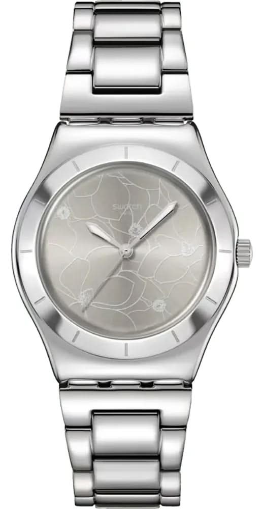 Reloj de mujer con pulsera de acero inoxidable plateado y esfera ovalada con estampado de mapa